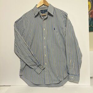 Ralph Lauren 16  34/35 Classic Fit Striped Men's Shirt Blue White Yellow